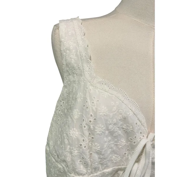 Aeropostale Baby Doll Crop Tank Top Y2K Milkmaid Boho SZ XL White Eyelet Ruffle - Image 10