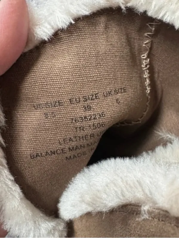 DKNY Tan Suede Faux-Fur Wedge Ankle Boots - Image 4