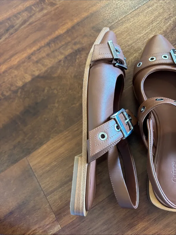 QUINCE Italian Leather Bold Buckle Slingback Flat - Image 11