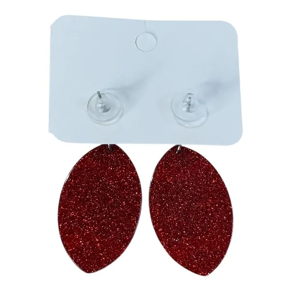 Football Drop Earrings Womens OS Red Glitter‎ Game Day Sports Jewelry Sparkle - Image 5