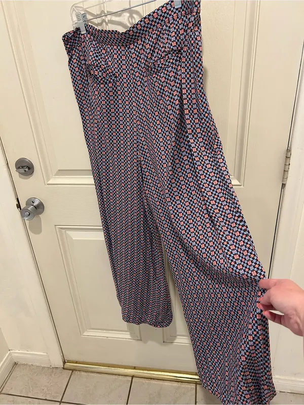 Anthropologie Printed Wide-Leg Pants — White & Navy Multicolor - Image 7