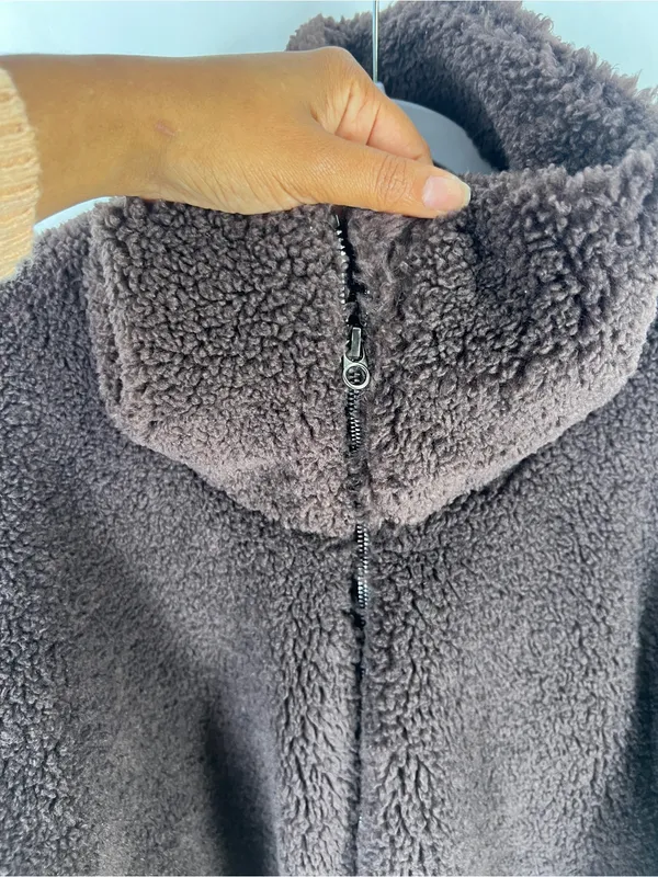 Lululemon Cinchable Fleece Zip-Up Jacket Dark Brown Size 12 - Image 3