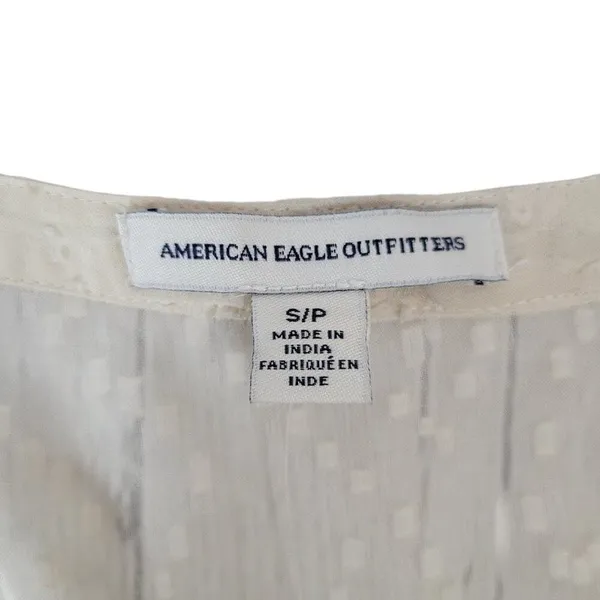 American Eagle Outfitters Cream Textured‎ Gauze V Neck Sleeveless Blouse Top S - Image 5