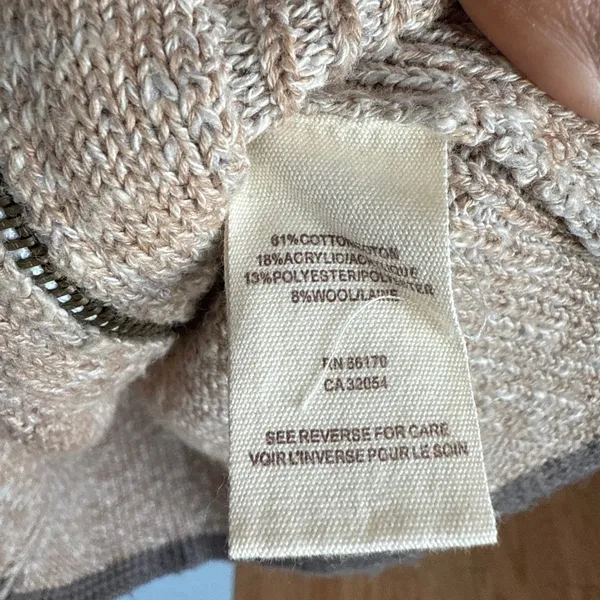 Free People Zip Up Cardigan Sweater Minimalist Brown‎ Cotton Blend size M - Image 5