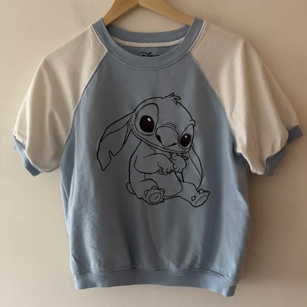 Disney Stitch Blue and White Short‎ Sleeve Top - Image 2