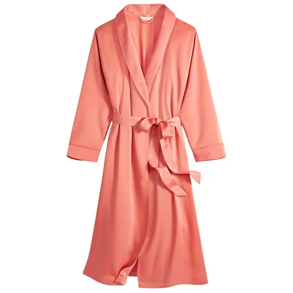 NWT State Of Day State of Day Womens Belted Shawl-Collar Robe Sea Coral Pink M - Image 3