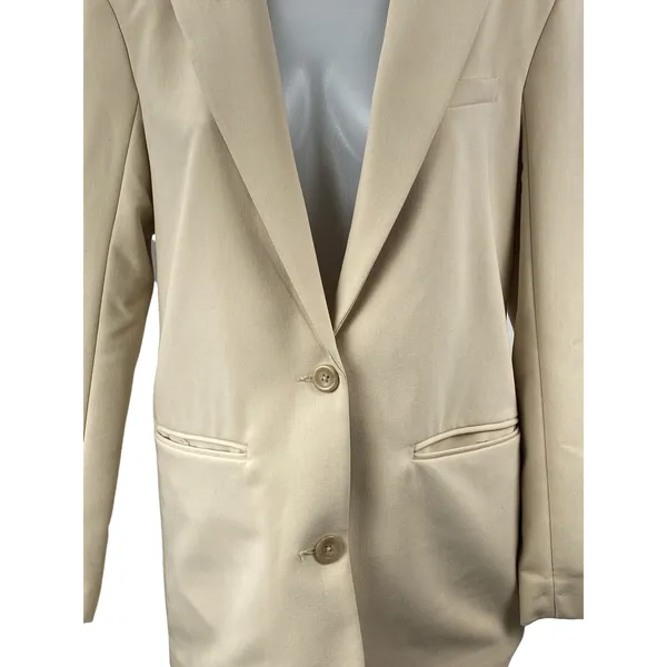 Abercrombie & Fitch Beige Long Sleeve Notch Collar Button Blazer Coat Jacket M - Image 2