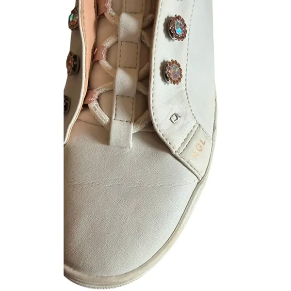 Kurt Geiger London Crystal Embellished Slip-On Sneakers White Blush Pink EU 38.5 - Image 3