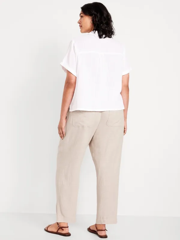 Old Navy High-Waisted Linen-Blend Straight Ankle Pants in Flax Linen - Size XL - Image 2