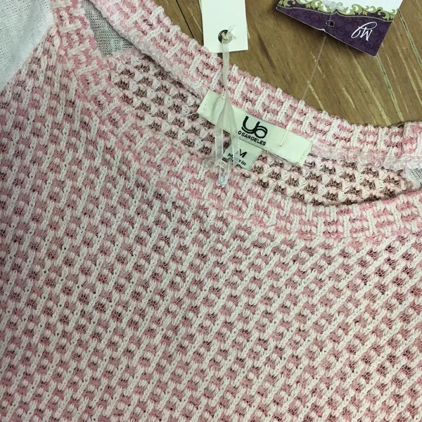 Ya Los Angeles Womens Top‎ Size M Pink Ivory Lightweight Sweater Cream NEW - Image 2