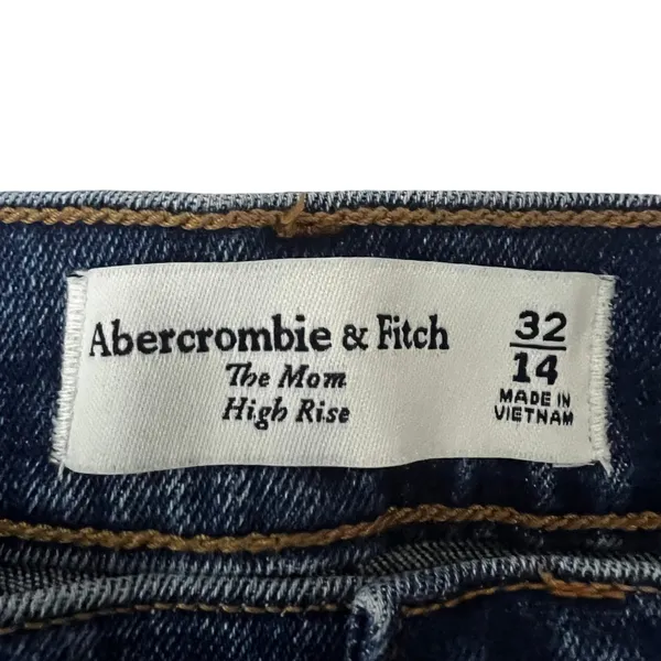 Abercrombie & Fitch The Mom High Rise Distressed Jeans Blue 90s Style Size 32/14 - Image 5