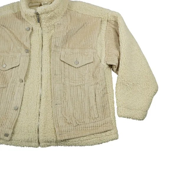 BLANKNYC‎ Women's Large Sherpa Corduroy Mixed Media Jacket Tan Cream Cozy City - Image 4