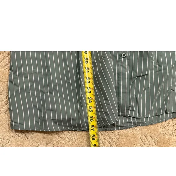 ASOS Shirt Dress Olive Green Pinstripe Maxi SZ 0 Safari Scandi Utility Military - Image 16