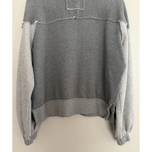 We The Free x Free People Kassey Half Zip Sweatshirt Two Tone Gray Size Small - Image 6