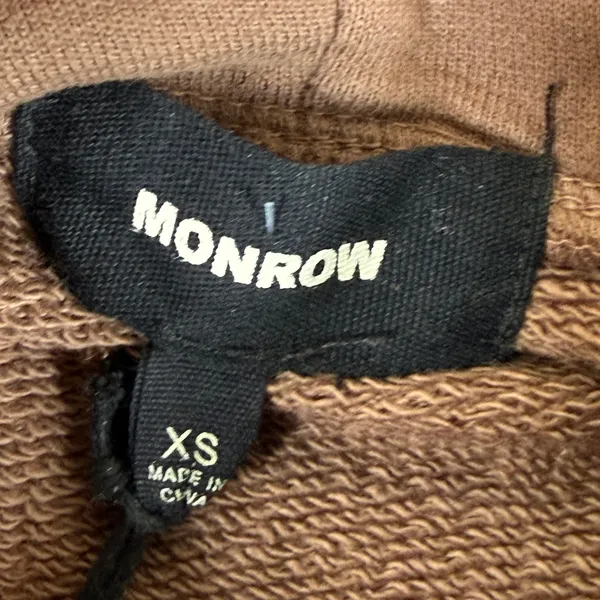 MONROW HT1170-1 Brown Cotton Pullover Hoodie Sweatshirt XS NEW - Image 3