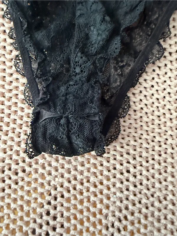Black lace bodysuit #lingerie #bodysuit No label size s/m - Image 2