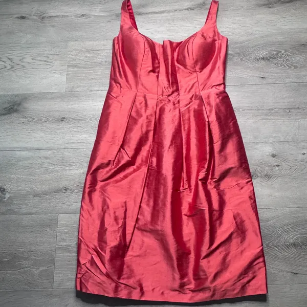 Jenny Yoo Collection‎ Red 100% Silk Shantung Sleeveless Fit & Flare Dress Womens - Image 4
