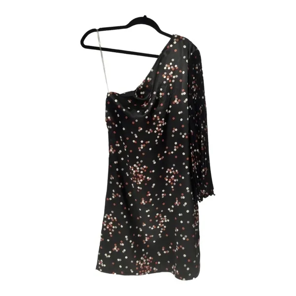 Tracy Negoshian‎ Emma Multicolor Polka Dots Black One Shoulder Long Sleeve Dress - Image 3