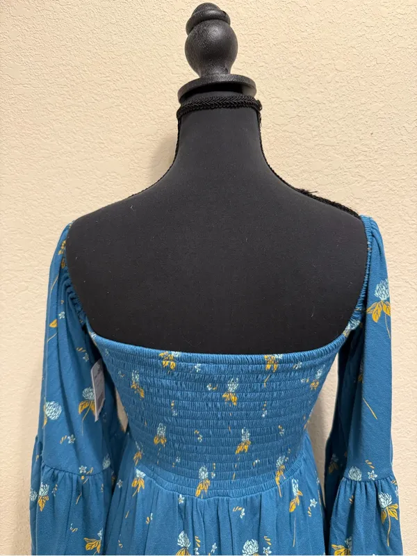 NWT Free People Lana Tunic Off Shoulder Floral Boho Bell Sleeve Top Small - Image 7