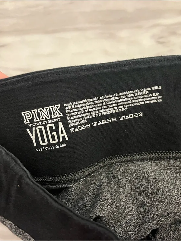 Victoria's Secret PINK Girls' Charcoal Heather Leggings with Black Waistband - Image 4