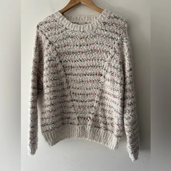 Altar’d State Lovely‎ Lash Cable Sweater Crewneck Pullover White Multicolor Soft - Image 2