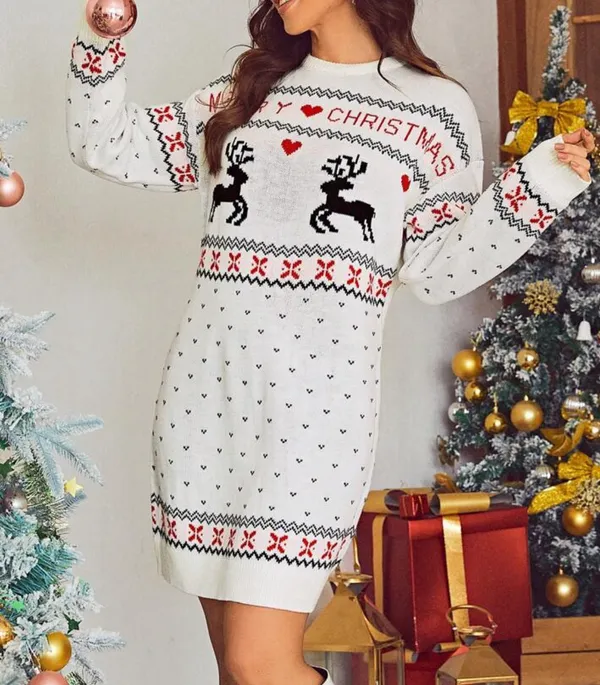 Simplee Apparel Christmas Sweater Dress - Image 4