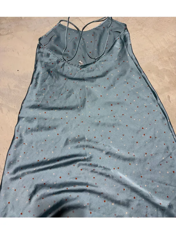 Free people intimately easy to love Light Blue Satin Slip midi Dress large - Image 7