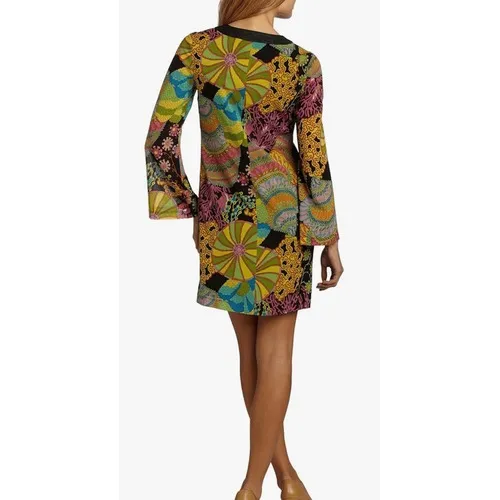 Trina Turk Floral Colorful Silk Black Tunic Dress 4 Colorful‎ Tropical Designer - Image 2
