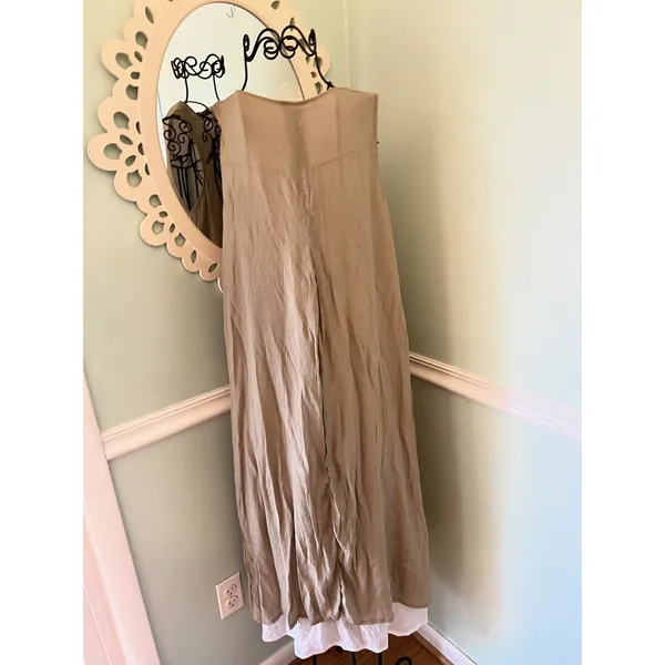 Picadilly Canada‎ Size Small Dress Midi Tan White Layered sleeveless Lagenlook - Image 2