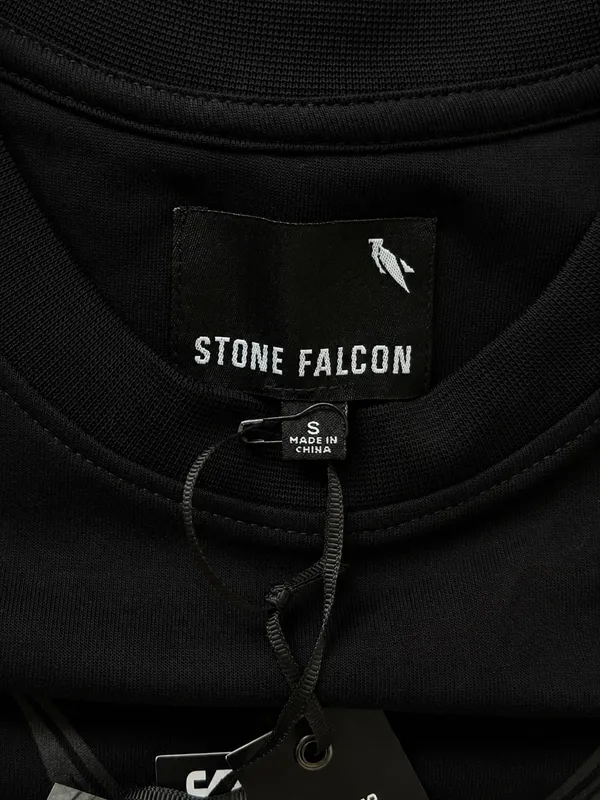 Stone Falcon Black Graphic T-Shirt Gothic Streetwear Short Sleeve - Image 5