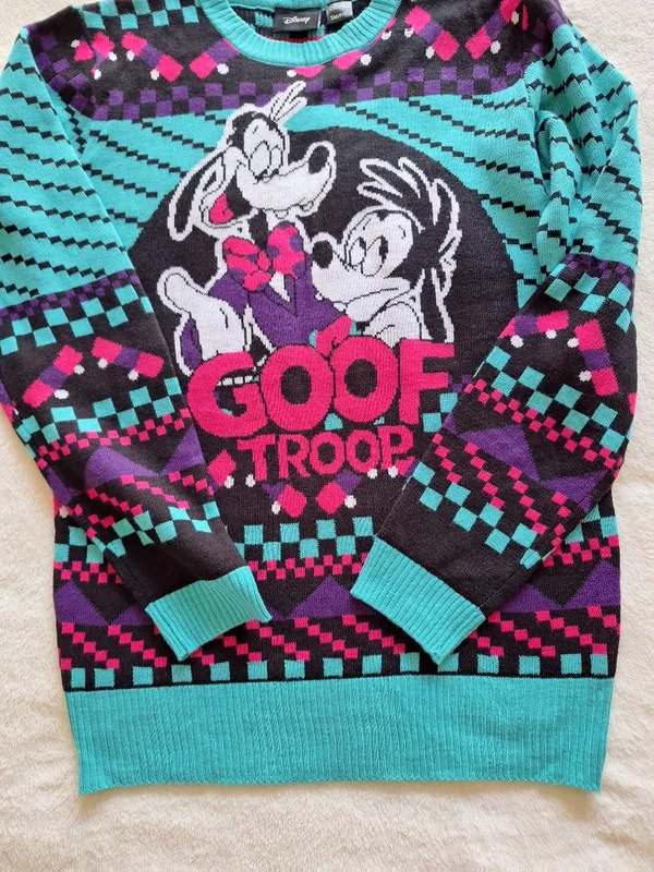 Disney Goof Troop Retro Holiday Sweater S/M Womens Goofy Max Ugly Christmas - Image 4