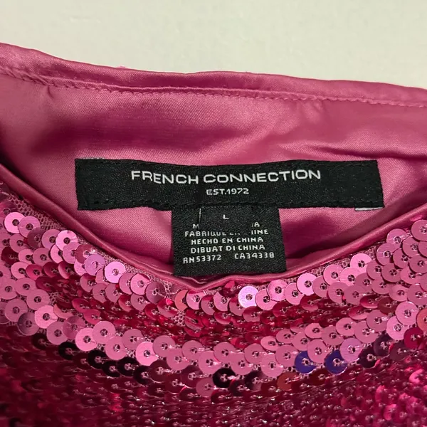 French Connection Fuchsia Sequin Mini Skirt festival size Large - Image 2