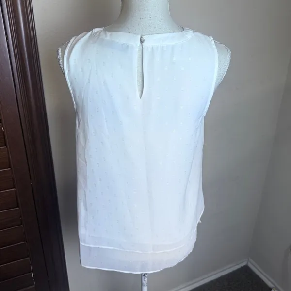 Apt.‎ 9 Womens White Sleeveless Clip Dot Tiered Blouse sz M Office Coquette - Image 4