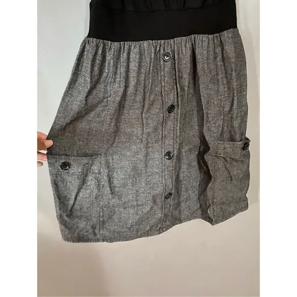 Be Bop Black And Gray Faux Button Ruffle Dress Size Medium - Image 3
