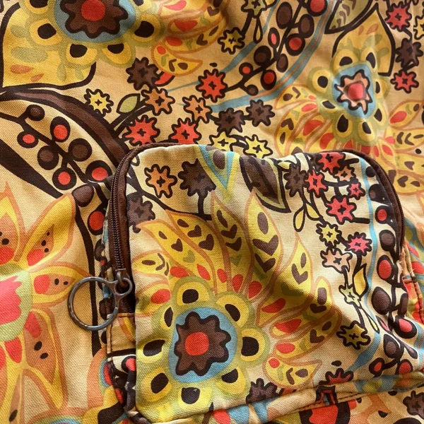 Vera Bradley Retired Provencal Drawstring Backpack Cinch Bag Yellow Paisley - Image 2