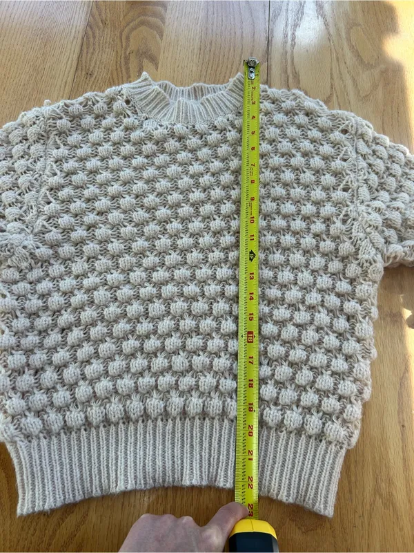 Pol Bobble Knit‎ Popcorn Sweater Small Cream Pink Textured Open Weave Pullover - Image 9