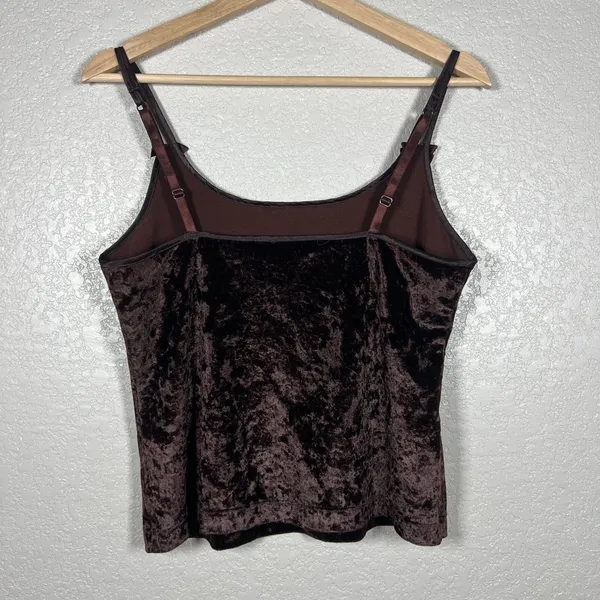 Vintage Victoria's Secret Womens Y2K Crushed Velvet Cami Tank M Brown 90s - Image 6