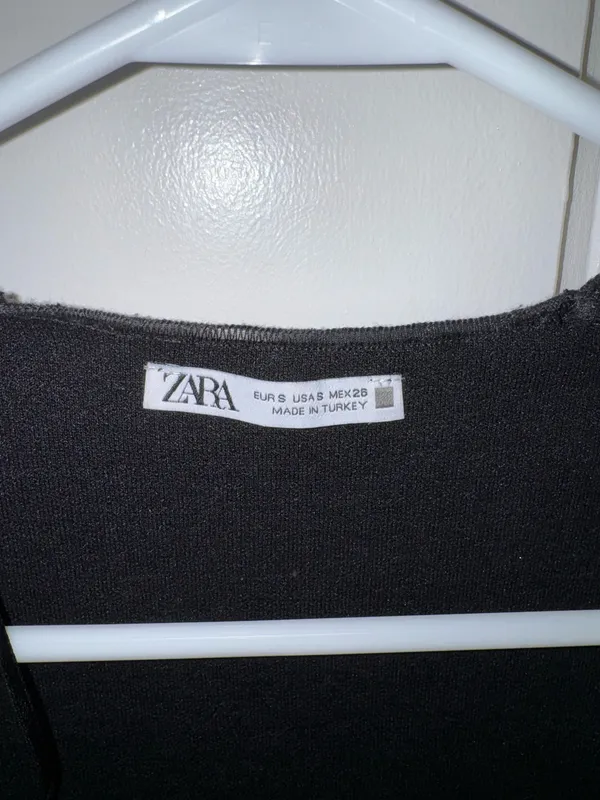 ZARA Black Stretch Knit Top Small - Image 2