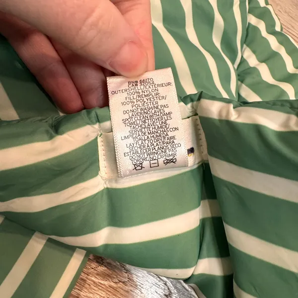 Maeve by Anthropologie Quilted Puffer Scarf‎ Green White Stripe Padded Warm - Image 4