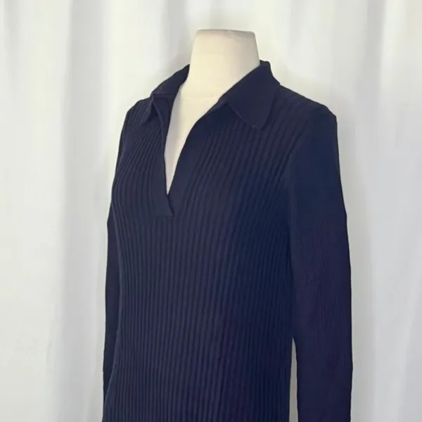 ALEX MILL Ribbed Tunic Sweater Dark Navy Blue Pullover Merino Wool Knit Small - Image 6