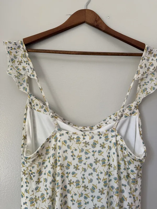 Kirious LA Floral Slip Dress in Cream and Olive - Image 5