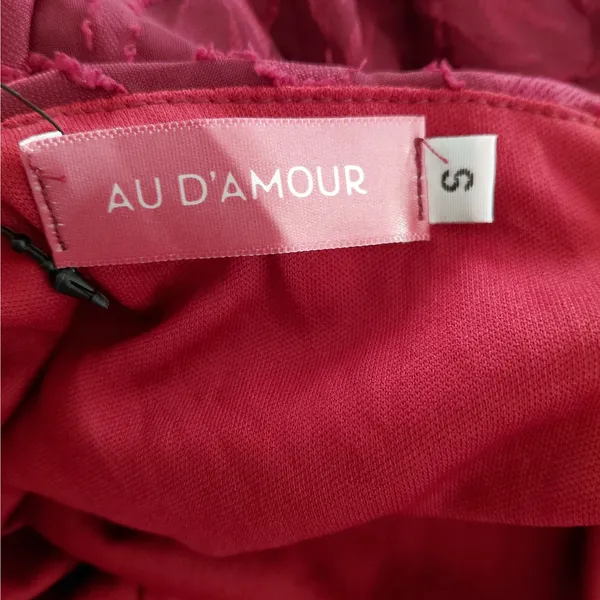 AU D'AMOUR Womens Dress Size Small Burgundy Midi Open Back Cocktail Party - Image 7