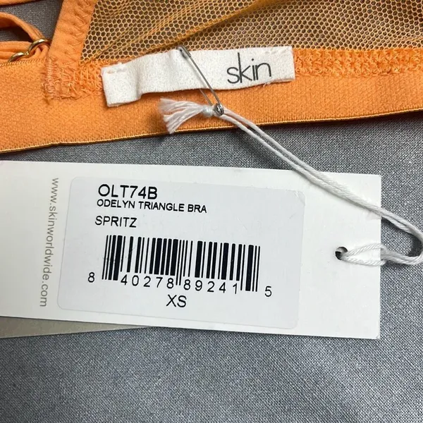 Skin XS Odelyn Triangle Bra Orange Strappy Back Adjustable Sheer Cotton‎ NWT $78 - Image 7