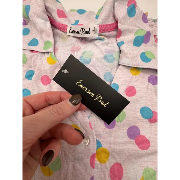 Emerson Road Pajama Set Women Small Gray Space Dye‎ Polka Dot Sleepwear NWT - Image 7