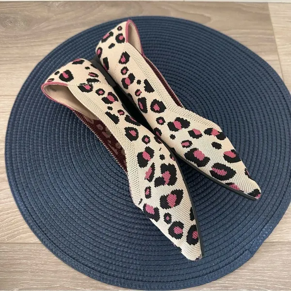 Jet' accompagne‎ Toujours Leopard Animal Print Knit Washable Ballet Flats EU 39 - Image 2