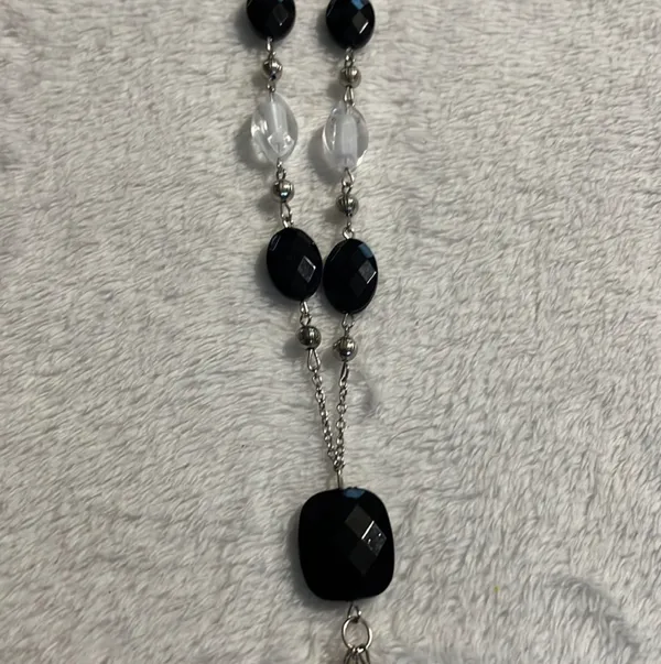 Beaded Chandelier Y Necklace Black - Image 3