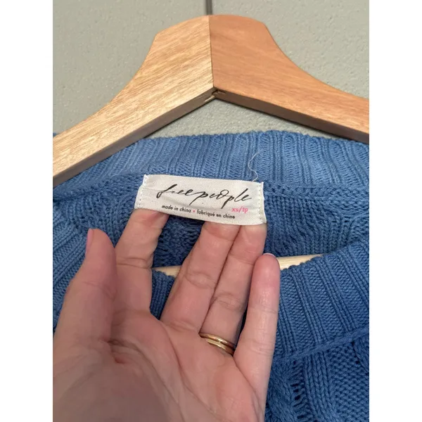 FREE PEOPLE Washed Ashore Sweater in Bellweather Blue Size XS - Image 5