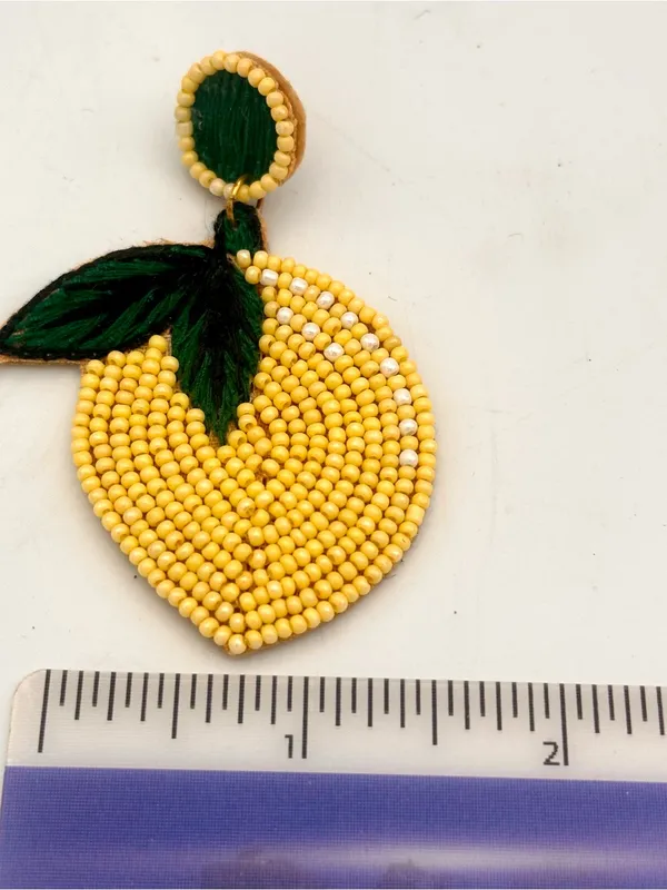 Betsey Johnson Lemon Beaded Drop Earrings - Image 5