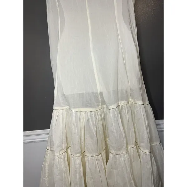 Source Unknown White Tiered Flowy Maxi Dress Womens 36 Sleeveless V Neck Boho Summer Casual - Image 9