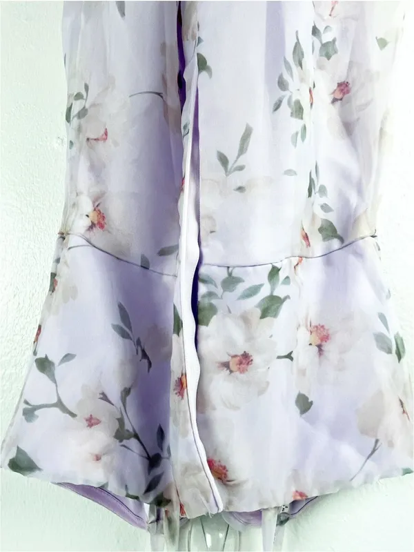 LULUS Chic Preciousness Lavender Floral Organza Strapless Maxi Dress Size Medium - Image 4